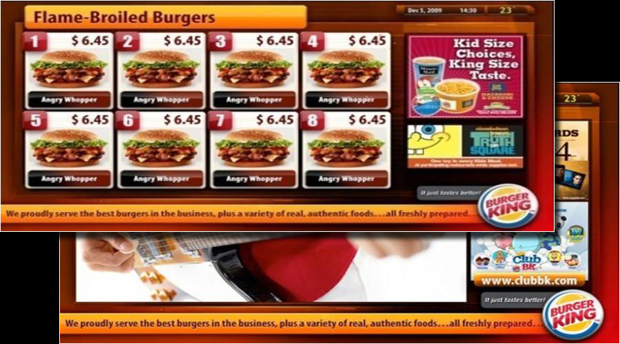 Burger King digital menu board