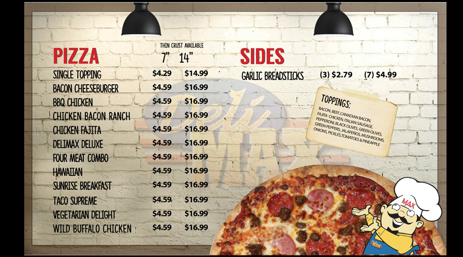 Digital menu board for Henry's Pizza